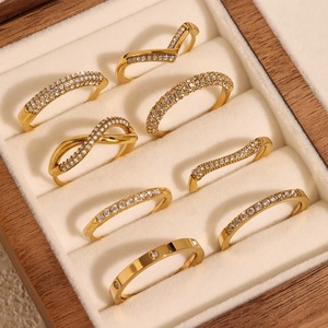 High End PVD 18K Gold Plated Stainless Steel Zircon <strong>Ring</strong> for Women <strong>Tarnish</strong> <strong>Free</strong> Jewelry Engagement Anniversary Party Gift - Product Image 1