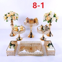 Ensemble de supports à gâteaux en métal doré, carrés et ronds, présentoirs à fleurs, socles de présentation de desserts, plateaux de présentation de cupcakes, décorations pour mariages et fêtes