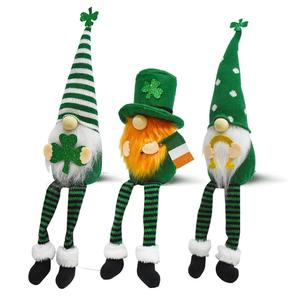 St. Patrick's Day Gnome en peluche poupée elfe <span class=keywords><strong>irlandais</strong></span> trèfle longue jambe sans visage gnomes en peluche Patricks Day maison Table ornements de printemps - Product Image 1
