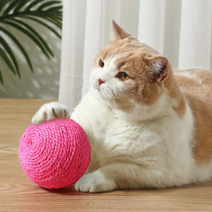 HIPHOPPET 8cm grande palla di Sisal giocattoli per gatti interattivi resistenti al morso palla da graffio per gattini cuccioli resistente artiglio giocattolo corda - Product Image 4