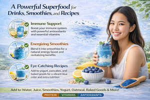 مسحوق الطحالب الزرقاء العضوي (اللوتين) المعتمد حلالاً/كوشرياً، للاستخدام الغذائي، يحسن المناعة، مناسب للبالغين - Product Image 2