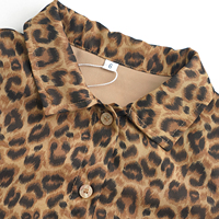 Ensemble deux pièces décontracté pour filles : haut court imprimé animal (motif léopard) à boutons et jupe patineuse smockée style bohème OEM