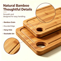 Planche à découper rectangulaire en bois de bambou, épaisseur 1,4 cm, compatible lave-vaisselle, pour charcuterie, découpe de viande, idéale pour la cuisine domestique