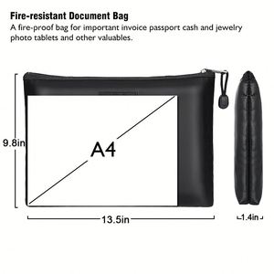 CUSTOM Hot Selling Fireproof Waterproof Document Bag with Two <b>Pockets</b> and Zippers for Store Money Coin File <b>Folders</b> - Product Image 4