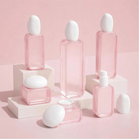 Flacon cosmétique, pot à crème 30ml 100ml, ensemble d'emballage cosmétique pour soins de la peau, flacon rectangulaire plat en verre transparent mat givré blanc avec pompe à lotion