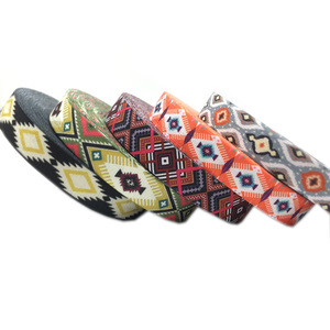100 yardas 15mm diseño geométrico de diamante azteca impreso pliegue sobre cinta elástica FOE para manualidades DIY lazo para el cabello pulsera chica sombreros - Product Image 1