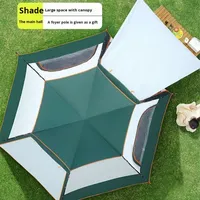 Tente carrée d'été épaissie pour camping extérieur, ensemble complet de surveillance nocturne 1500-2000mm, imperméable, pliage automatique, chaude et coupe-vent