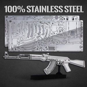 Piececool pistol logam Sniper senapan Puzzle HP396-SK AK-47 senapan serangan 3d teka-teki logam Model kit kerajinan - Product Image 4