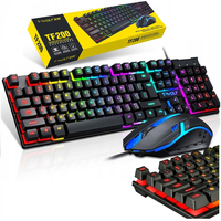 T-WOLF TF200 Keyboard Gaming Berkabel 104 Tombol dan Mouse Combo LED Keyboard Mouse Combo Berkabel Bahasa Spanyol Rusia Arab Set Desktop Berkabel