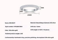 Perhiasan Mewah Perak Sterling 925 Berlapis Rhodium Anti Karat Cincin Wanita dengan Moissanite VVS GRA 1MM 3 Baris Model Eternity Band