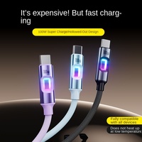 Câble de données Type-C pour chargeur de voiture, lumineux et coloré, ultra-rapide, avec indicateur lumineux et conception tressée