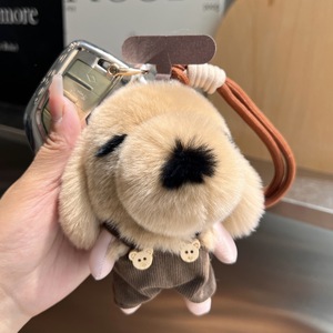 Niedlicher Handgefertigter Plüsch-Welpen-Anhänger mit Kleidung, Rucksack-Dekoration, Cartoon Rex-Kaninchenfell Schlüsselanhänger, Welpen-Puppe, Auto-Schlüsselanhänger - Product Image 3