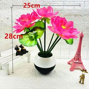 Lotus artificiel en pot Qi Xing, 28 cm, fleur en soie, ornement décoratif pour la maison et le bureau - Product Image 2