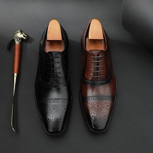New Business Formal Square Lace-up Genuine Leather High-quality Top-<b>level</b> Designer Men's Dress Shoes Height Spring Summer - Product Image 1