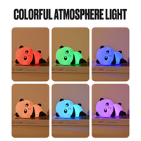 Veilleuse en silicone Panda doux, contrôle tactile, LED à changement de couleur, lampe rechargeable pour la chambre de bébé, chambre d'enfant, cadeau pour le sommeil