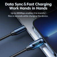 Toocki Affichage numérique intelligent Type-C Câble PD 20W Charge rapide Puce intégrée Tissage haute densité pour un usage quotidien