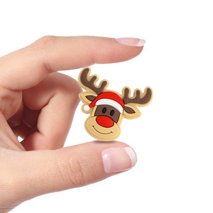 Sans BPA bébé dentition sucette collier bijoux jouet sensoriel noël renne Silicone Focal perle pour bricolage stylos fabrication de bijoux - Product Image 5