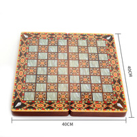 Joli ensemble de jeux de société en bois multifonctionnel 3-en-1 de 40 cm, comprenant Échecs, Dames et Échecs chinois, coffret cadeau éducatif pour