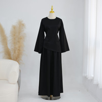 Ensemble Abaya 2 Pièces Élégant pour Femmes Musulmanes : Tenue Décontractée Islamique pour l'Aïd, Haut et Jupe Modestes d'Été pour le Quotidien, Style Turc 2026