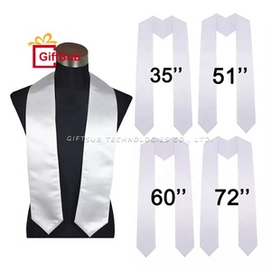Estola de Graduación Sublimable de Poliéster Satinado Blanco de 72 Pulgadas, Regalo para Graduados de la Universidad RTS - Product Image 1