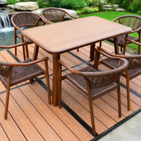 Ensemble de salle à manger moderne en aluminium pour restaurant extérieur, mobilier de jardin et de terrasse imperméable avec tables et chaises en métal durables