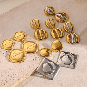 Geometric Stainless Steel Drop Earrings Gold Silver Color Block Party Statement Earrings Titanium Steel Ear Posts - Product Image 3