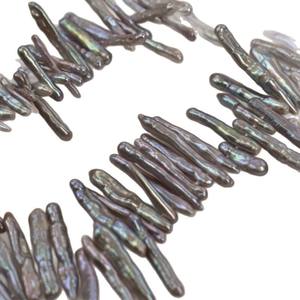 ไข่มุกน้ำจืดธรรมชาติสีขาวแบบขายส่ง ร้อยเป็นสาย ร้อยประดับ ร้อยทำเครื่องประดับ แบบหลวมๆ รูปทรงบาร็อค สีเทา 28 รู สำหรับงาน DIY - Product Image 5