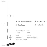 Antena Magnética de Alta Ganancia 9dBi para LTE 4G en Exteriores, con Conector SMA, RG58 LMR195 RG174, Polarización Vertical para IoT