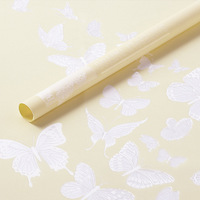 Papier d'emballage imperméable double face enduit de PE, motif papillon et fleur en gelée, pour fleuristes