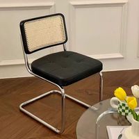 Chaise de salle à manger de luxe moderne, imperméable, portable, en cuir rembourré, en rotin et métal, sans accoudoirs, pour la maison, le bureau ou l'appartement