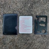 Outil multifonction EDC, couteau de camping, carte d'urgence avec étui en cuir, couteau de poche, couteau suisse, outil de survie
