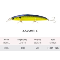Leurre flottant 110mm/20g pour pêche en mer, leurre dur longue portée, vente en gros d'usine, leurre réaliste, nouvelle couleur, pour poissons d'eau salée