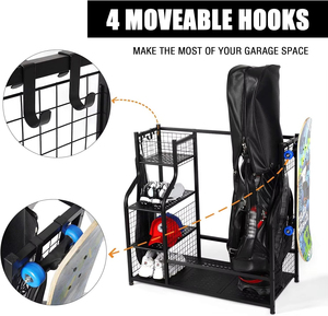 Étagère de rangement multifonction pratique en acier au carbone pour accessoires de fitness, sacs de <span class=keywords><strong>golf</strong></span>, chapeaux, <span class=keywords><strong>chaussures</strong></span> – Organisateur de présentation pour salle de sport - Product Image 6