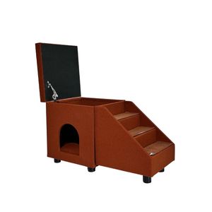 Passi in velluto a 3 passi per cani con scale antiscivolo per animali domestici con deposito per piccoli cuccioli medi gatti modello solido - Product Image 1