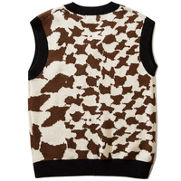 Nanteng personnalisé vente en gros en coton conception populaire style Preppy partout tricot motif jacquard sans manches col en V hommes gilet pull