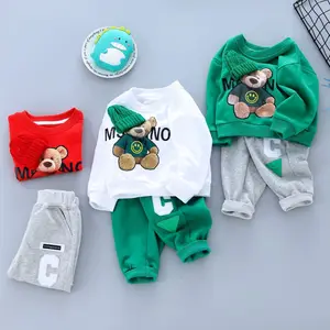 Set di tute per bambini in cartone animato per il tempo libero ragazzi e ragazze tute per bambini primaverili e autunnali in cotone set per bambini personalizzati in due pezzi