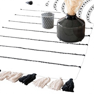 Tapis de sol moderne en coton rayé chenille de haute qualité, imperméable, écologique, fait main, avec envers réversible, à poils plats, grande taille, à prix abordable - Product Image 1