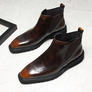 Bottes à bout carré pour hommes, style britannique rétro, décontractées et élégantes, bottes à la cheville de haute qualité, formelles pour les affaires - Product Image 5