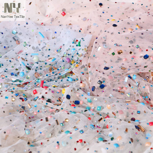 Nanyee-textil de múltiples formas para vestido de pasarela, telas de diamantes de imitación <span class=keywords><strong>pegados</strong></span> con transferencia de calor colorida - Product Image 6