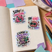 Autocollant holographique personnalisé style Pastel Goth avec citation inspirante, autocollant découpé à la forme, auto-adhésif pour journal et pot de fleurs