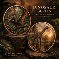Koin Tembaga Murni 999 1 oz, Motif Dinosaurus Laut, Relief Tinggi, Dilukis dengan Cat UV, Hasil Akhir Seperti Proof, Dekorasi Kehidupan Laut Prasejarah