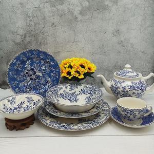 Modern Luxury Retro Blue Flower Ceramic Cup and Saucer French Porcelain Coffee Cups and <b>Tea</b> <b>Sets</b> for Cafe Use - Product Image 2