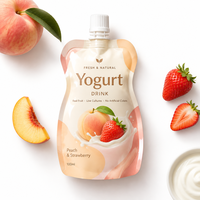 Pochette souple personnalisée en nylon de qualité alimentaire pour boissons, yaourts, jus de fruits, 100 ml, forme unique, avec bec verseur, pour stérilisation en autoclave