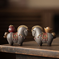 En gros, Ornement de table à thé en forme de cheval Tang de style chinois, changeant de couleur, porte-bonheur et attirant la richesse