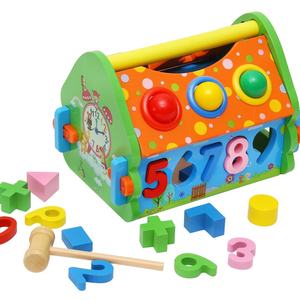Jouets en bois Montessori multifonctionnels pour enfants, démontage de maison, cognition numérique, jouets à frapper, vente en gros - Product Image 1