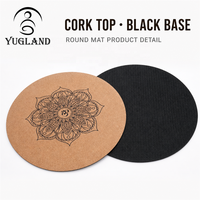 Tapis de yoga en liège durable Yugaland ESG, logo personnalisé, antidérapant, rond, naturel, pour le bien-être mondial