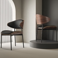 Chaise de salle à manger nordique luxe en bois noir et cuir ensemble de meubles de chambre restaurant chaises de salle à manger modernes pour table à manger