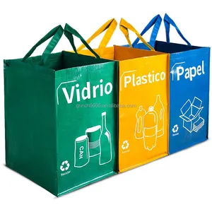 Set of 3 Garbage Recycling Bags Recycling Trash Bin biodegradable garbage bag System for Glass, Plastic and Paper