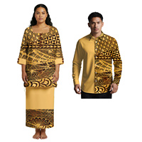 Vêtements personnalisés pour les amoureux des tribus, vêtements samoans pour hommes, chemise à imprimé grande taille, robes pour femmes, Puletasi, ensemble élégant pour couples polynésiens