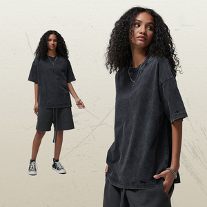 เสื้อยืดคอกลมทรงโอเวอร์ไซส์ ผ้าฝ้ายทอคุณภาพสูง 100% เนื้อหนา ใส่ได้ทั้งชายและหญิง แบบเรียบ สั่งทำได้ ป้องกันขนร่วง แขนเสื้อปกติ สำหรับผู้ชาย - Product Image 5